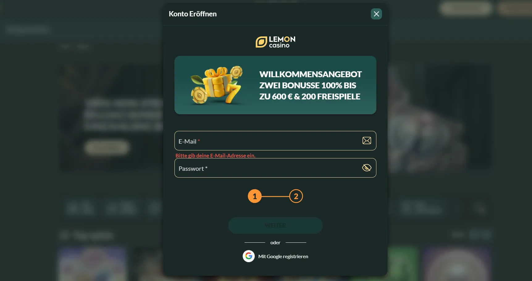 Registrierung & Lemon Casino Login – Anleitung